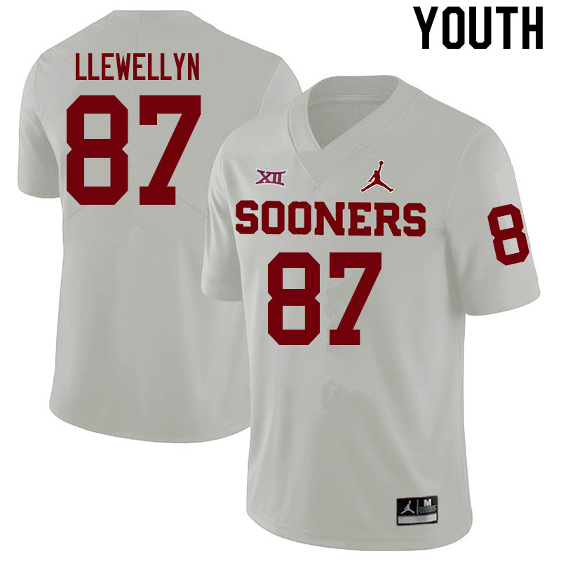 Youth #87 Jason Llewellyn Oklahoma Sooners College Football Jerseys Sale-White - Click Image to Close